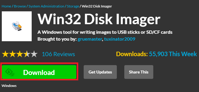 Télécharger l'imageur de disque Win32