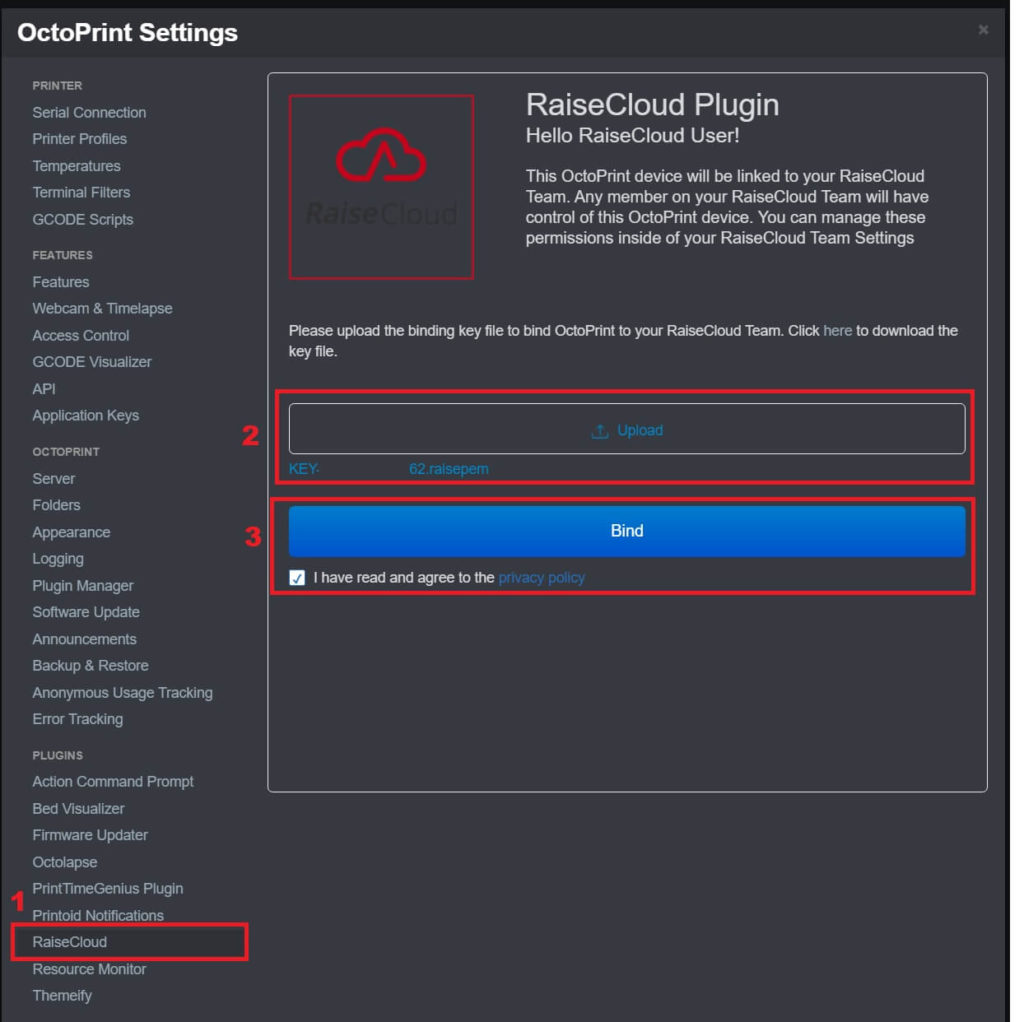 RaiseCloud Plugin Binding | Remote Printing with RaiseCloud, IdeaMaker and OctoPrint