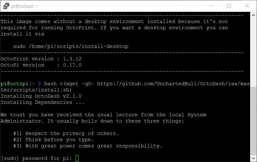 OctoDash install script | Install OctoDash on Raspberry Pi with BTT PITFT50