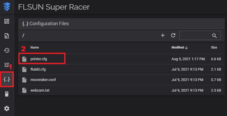 Fluidd configuration | How to Install Klipper on FLSUN Super Racer: Config and Setup