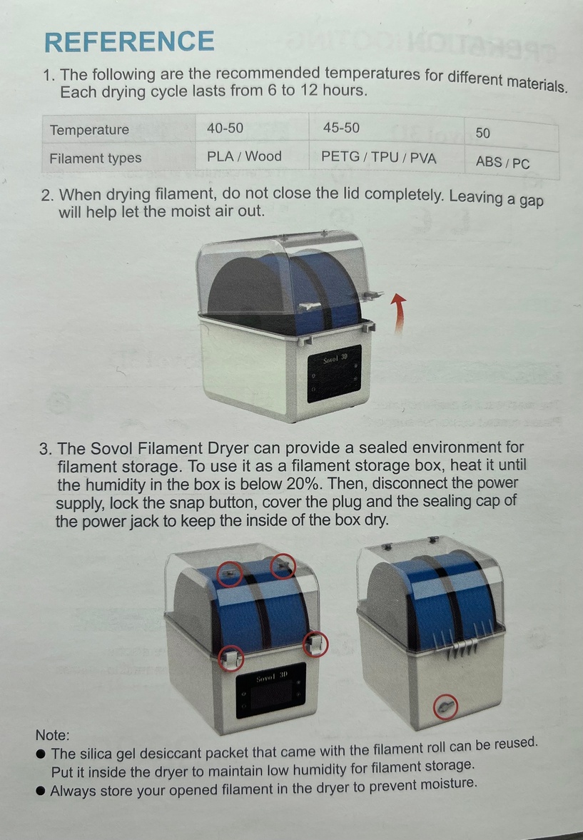 Sovol Filament Drier manual | Sovol Filament Dryer Review: Does it really work?