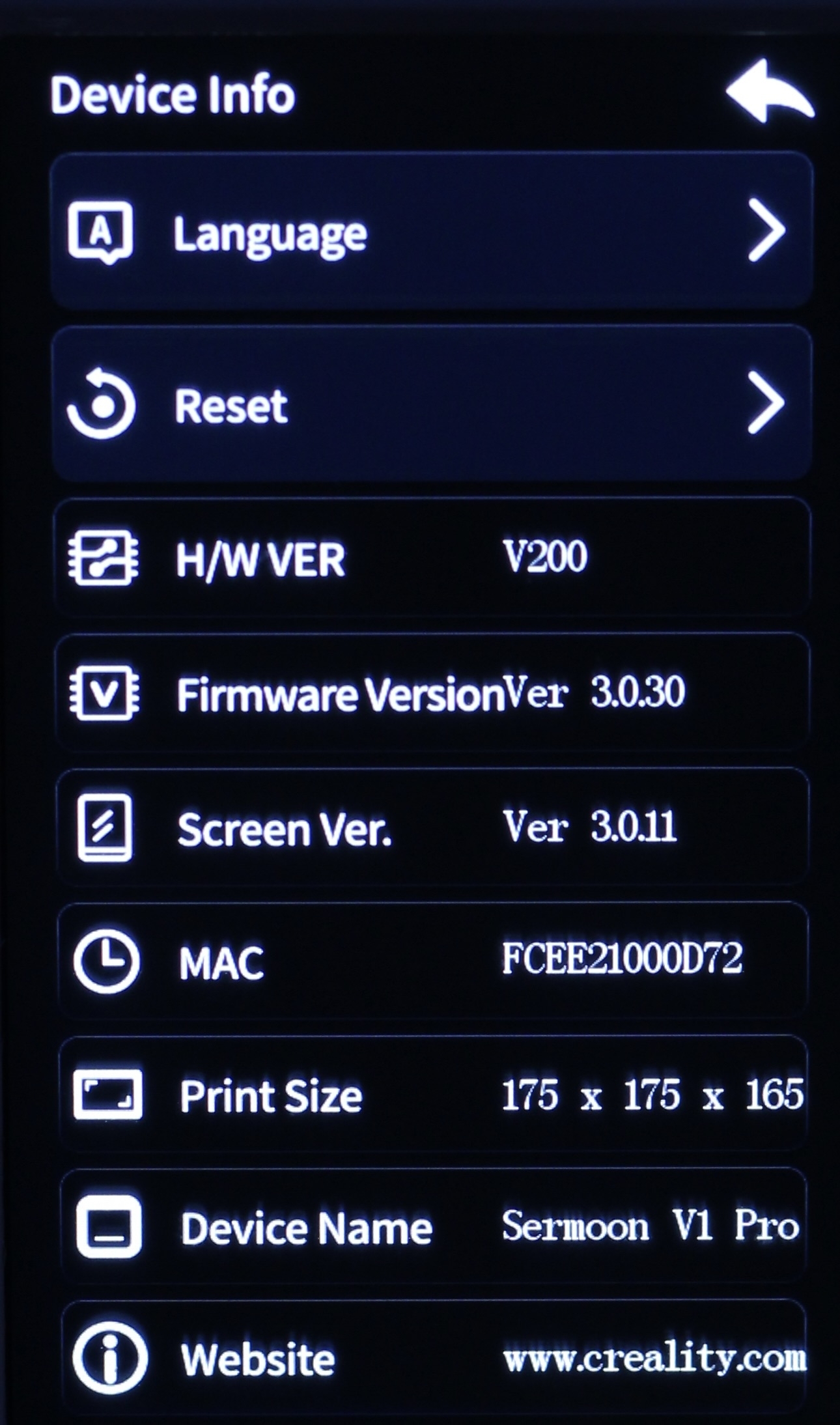 Sermoon V1 Pro Review Screen Interface12 | Creality Sermoon V1 Pro Review: Can it deliver on its promises?