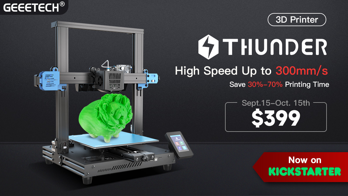 thunder news 1 | Geeetech THUNDER Kickstarter Campaign Starts, High Speed 3D Printer Up to 300mm/s From $399