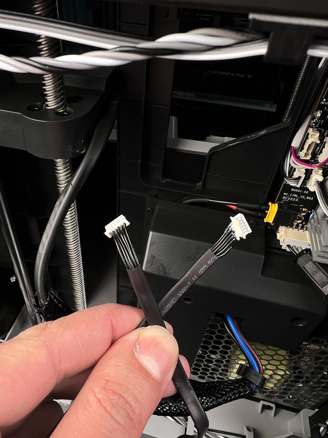 Old heatbed cable removed on Bambu Lab X1 | Bambu Lab X1 Heatbed Cable Replacement Guide: The Lazy Way