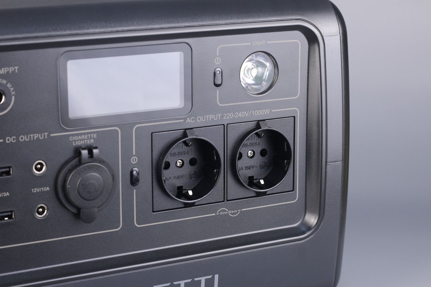 BLUETTI EB70S Review Front IO and power connectors2 | Off-Grid 3D Printing with BLUETTI EB70S and PV200